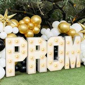 2026 Graduation Decorations - 2.3FT Large PRE-CUT PROM Marquee Light Up Letters Kit - Mosaic Foam Board Sign - Class of 2026 Congrats Party Supplies for Kindergarten Preschool High School College