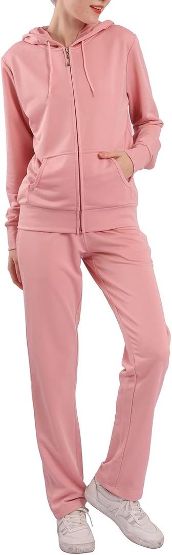 Womens Sweatsuits Set 2 Piece Jogging Suits Zip Hoodie Sweatpants Tracksuit Training Outfits (X-Large, Pink)