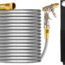 125ft Garden Hose Made by Metal with Super Tough and Soft Water Hose, Household Stainless Steel Hose, Durable Mighty Garden Hose with 4 Spraying Modes Adjustable Nozzle, No Kinks and Tangles