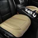 2 Pack Front Car Seat Cover Bottom Only Faux Leather, Anti-Slip Padded Seat Cushion, Full Wrap Seat Protector with Storage Function Fit 95% Cars, SUV, Pick-up Trucks (Beige)