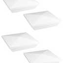 QWORK Vinyl Fence Post Cap, 4 Pack 4" x 4" PVC Square Fence Post Top Cover, New England Pyramid Style, for Mailbox, Lamp Post, Deck, Dock, Piling Caps, White