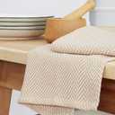 PurpleEssences 6-Pack Kitchen Towels - 15x25 Inch 100% Cotton Waffle Weave - Absorbent, Reusable Dish & Hand Towels with Hanging Loop for Home & Bar Use Fall Thanksgiving - Assorted - Tan