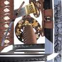 Entez Handcrafted Samurai Katana - Premium Damascus/T10 Clay Tempered Blades - Sharp Functional Japanese Swords, Full Tang