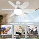 2 in 1 Socket Ceiling Fan with Light, 20.5 inch Screw in Small Ceiling Fans, E26/E27 Base Dimmable Light Socket Fan, 3000-6500K LED Light Bulb with Remote for Bedroom Kitchen Garage