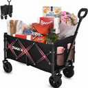 Collapsible Wagon Cart with Wheels Foldable,11 Lbs Lightweight Portable Folding Utility Wagon,90 L Heavy Duty Grocery Shopping Carts,Versatile for Garden Sports Camping Park Outdoor Use