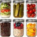 WELLIFE 6-Pack Mason Jars 16 oz with Lids Wide Mouth Glass mason jars, Airtight Leak-Proof canning jars 16 oz for Food Storage, Fermenting, Pickling, Freezing, and Crafts
