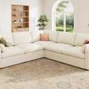 HONBAY Cloud Couch Modular Sectional Sofa Chenille Cloud Couch Sectional L Shaped Deep Seat Modular Sofa for Living Room, Beige