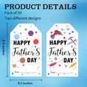 50Pcs Happy Father's Day Tags - 2.1x3.5 Inch Gift Tags for Father's Day with String - Colorful Gifts Labels for Gift Boxes, Beer Bottle, DIY Craft Party Favor Wrapping Supplies - A04
