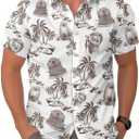 Mens Halloween Hawaiian Shirt, Horror Friends Shirts for Men Women Short Sleeve (2XL)
