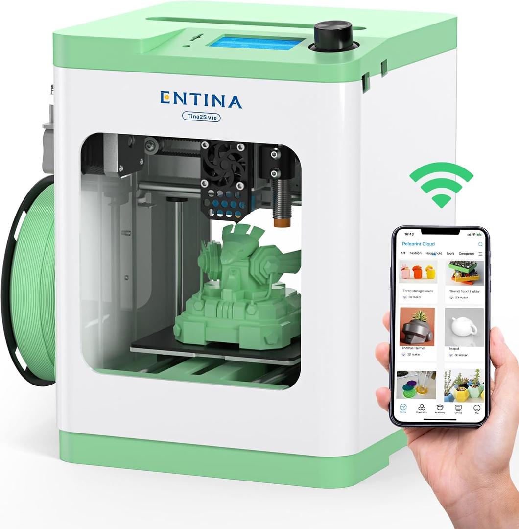 Tina2S 3D Printer with WiFi Cloud Printing, Fully Assembled and Mini 3D Printer for Beginners and Kids with Auto Leveling, High Precision, Quiet 3D Printers with App Control, Ideal for STEM Teaching