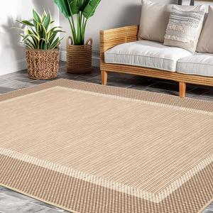 ILANGO Jute Area Rugs 8x10 for Living Room, Woven Washable Outdoor Rugs, Natural Farmhouse Indoor Rugs for High Traffice Areas, Non Slip Carpet with Rubber Backing for Bedroom Dining Table Porch