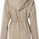 SaphiRose Women's Long Hooded Rain Jacket Outdoor Raincoat Windbreaker (Medium, Khaki)