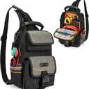 Electrician Tool Pouch Bag, Zippered HVAC Tool Organizer with Ergonomic Handle and Shoulder Strap for Maintenance Repair Technicians, Black