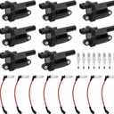 HQPASFY Ignition Coil UF414 & Iridium Spark Plug & Wires Set of 8 Compatible With Chevrolet Avalanche Express Silverado Chevy, Cadillac,GMC Savana Sierra Yukon, Buick, Pontiac, Repalce# GN10165