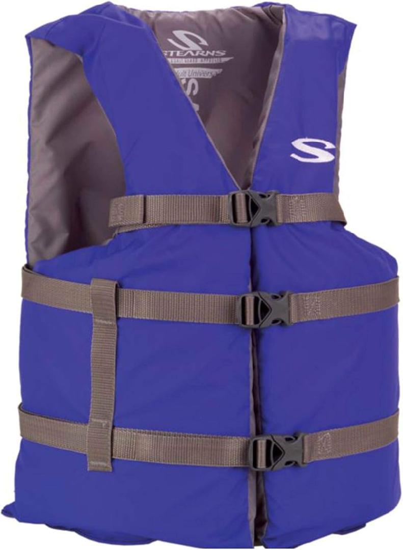 Stearns Adult Life Vest, USCG Approved Type III Life Jacket, PFD for Boating, Swimming, Watersports, & More, Standard & Oversized Fits (Blue)
