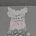 Baby Girl Clothes, Girl Summer Outfit Romper Sets Ruffle Short Sleeve Top+ Shorts+ Bow Hairband 3Pcs Set (Newborn, White+ bluish Green)