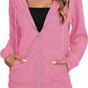 LYANER Women's Zip Up Hoodie Long Sleeve Sweatshirt Fall Outfits Fashion Jackets with Pockets (Large, Dark Pink)