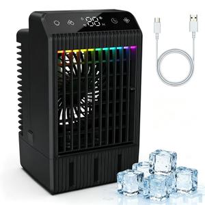 Portable Air Conditioner with LED Display, 1000ML Mini AC Air Conditioner 4-in-1 Air Cooler Humidifier with 7 Colors Light, Timer Personal Evaporative Air Cooler Cooling Fan for Bedroom Office Home