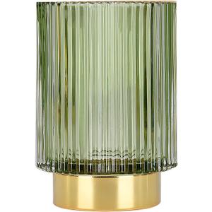 DASITON Makeup Brush holder Organizer,Crystal Cosmetic Makeup Brush Glass Brushes Storage Holder, Vintage Make Up Brush Cup Pen Pencil Holder striped vase(Green L)
