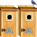 SISTERBIRD Pack of 2 Premium Bluebird Houses for Outside, Assembled Bird House Gift, Garden Decoration Bluebird House, Copper Predator Guard, Easy to Clean Bird Nesting