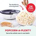 Dash SmartStore Stirring Popcorn Maker - Electric Popcorn Machine with Butter-Melting Tray & Clear Serving Bowl - Features Stirring Bar - 24 Cups, White