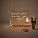 Light Up Clear Dry Drase Board 13 x 9 inch with 5 Markers, Acrylic Lighting Message Memo Note Board for Home/Office/Kitchen/Bedroom