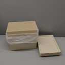 Menkxi 4 Pcs Storage Bins with Lids Plastic Stackable Containers for Organizing Shelves Christmas Ornament Box Baskets(Beige,Small)