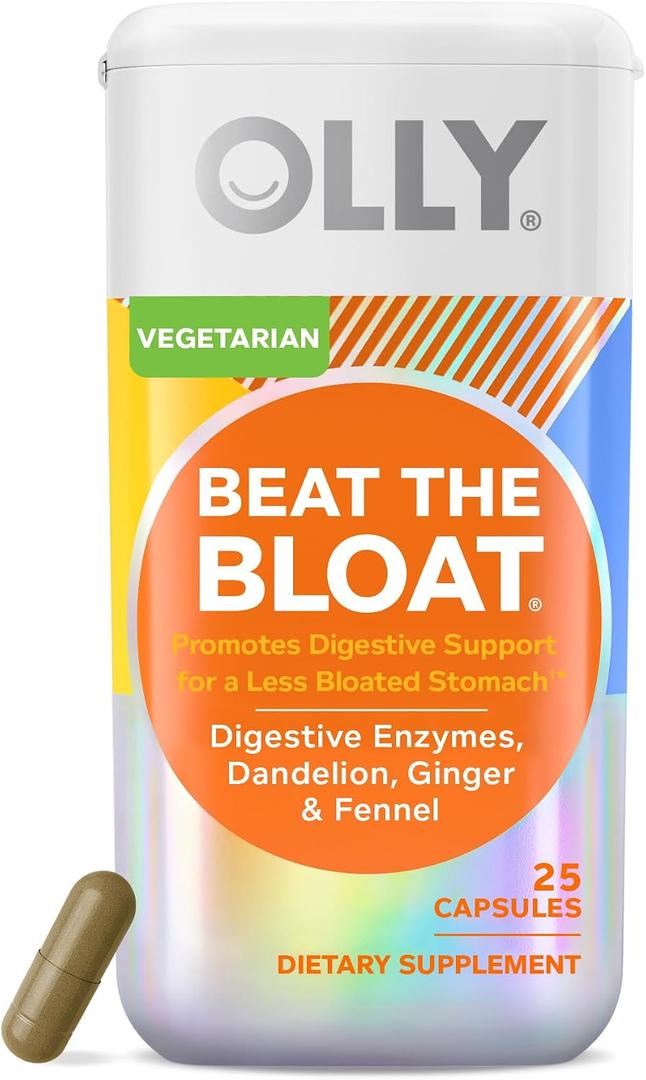 2 x OLLY Beat The Bloat Capsules, Digestive Support Enzymes, Supplement for Women - 25 Count, EXP: 03/26