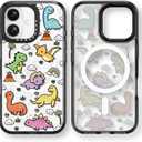 Magnetic for iPhone 16 Magsafe Case Cute - Durable Shockproof 6.6 ft Drop Impact Phone Case - Black Funny Baby Dinosaur Design for iPhone 16 6.1"