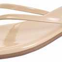 Rihero Flip Flops for Women Comfortable Square Toe Beach Sandals Slip On Leather Thong Flat Sandals Dressy (11, Nude Patent)