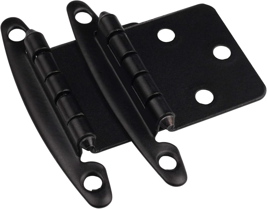 DecoBasics (25 Pairs Pack/50 Pcs) Matte Black, Non Self Closing/Free Swinging Variable Overlay Flush Cabinet Hinge