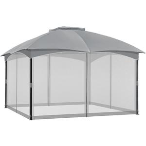 COWVIE Gazebo Replacement Netting Screen, 10' x 13' Universal Gazebo 4-Panel Mosquito Sidewalls with Double Zippers for Outdoor Patio (Only Netting) (Light Grey) COWVIE Gazebo Replacement Netting Screen, 10' x 13' Universal Gazebo 4-Panel Mosquito Sidewalls with Double Zippers for Outdoor Patio (Only Netting) (Light Grey)