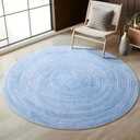 Asrug Faux Jute Round Rug Area Rug Washable Non-Slip Circle Rug Soft Plush Touch Circle Rugs Round for Kitchen Bathroom Living Bedroom Nursery, Carpet Low Pile 4ft /48 inch/122 cm Blue
