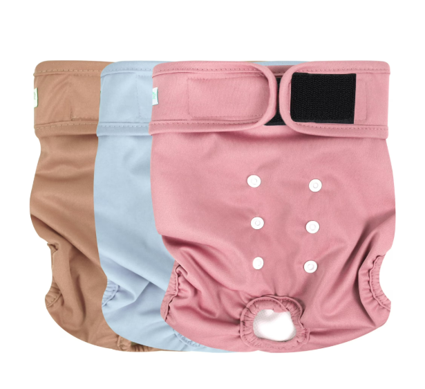 Wegreeco Dog Diapers Female (3 Pack), Highly Absorbent Puppy Doggie Dog Diapers for Female Dogs Period, Washable Doggy in Heat, Size (Medium)