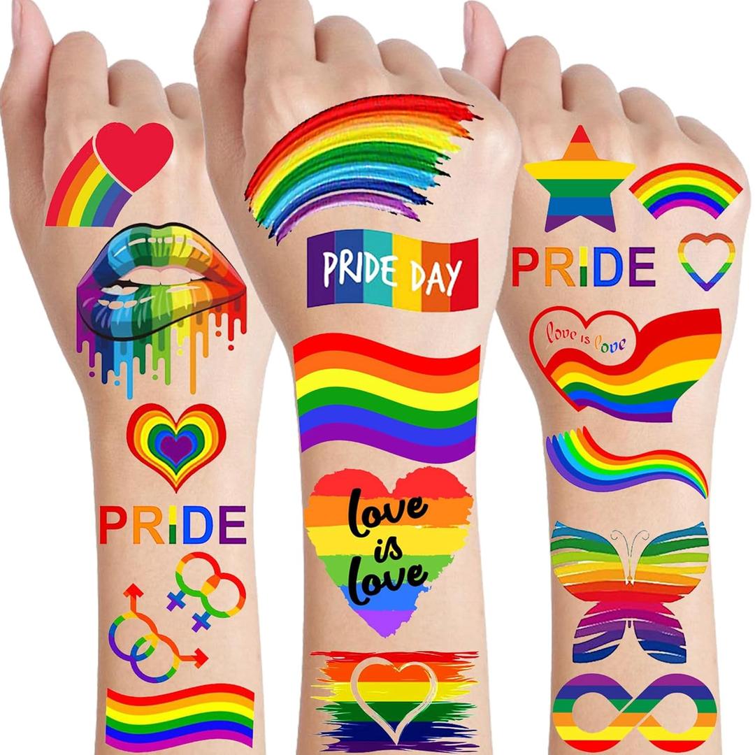 139+ PCS Pride Tattoos For Men Adults, Gay Pride Tattoos Face, Pride Day Accessories For Women, LGBT Rainbow Festival Fake Temporary Tattoos Body Stickers Celebrations Party Equality Parades
