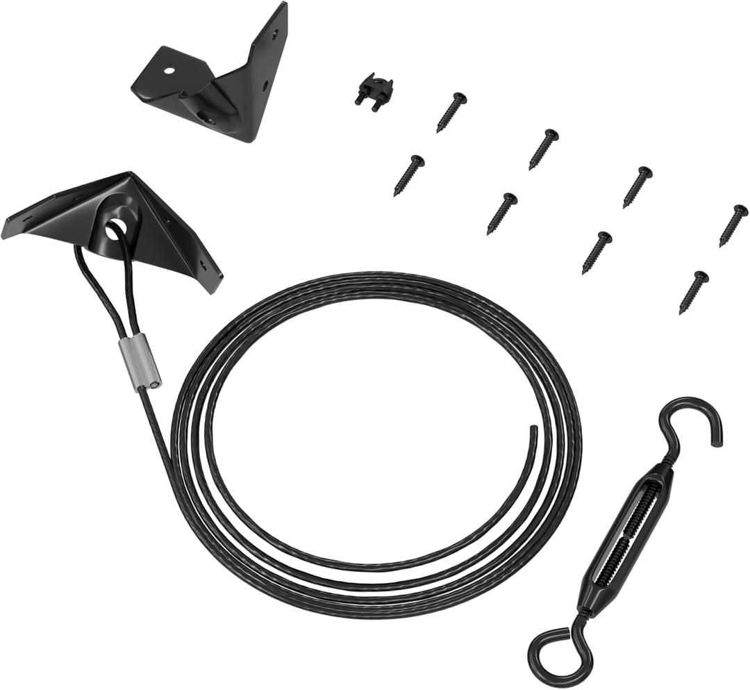 Anti Sag Gate Kit for Wooden Fence, Gate Tensioner Cable Kit, Anti-Sag Gate Support Cable Kit, Steel Fence Door Repair Kit for Wood Door, Gate Frame Kit Hardware (Black)