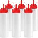 Norcalway 12 oz Condiment Squeeze Bottles for Sauces - Leak Proof - Pack of 6 