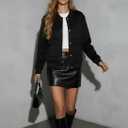 ETCYY NEW Bomber Jackets for Women 2025 Trendy Fall Winter Cropped Coats Button Down Casual Varsity Jacket with Pockets (Black, XL)