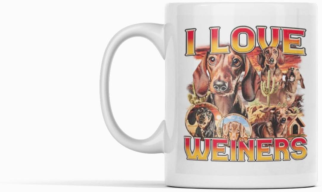 I Love Weiners Mug, Funny Sausage Dog Coffee Mug, Gifts for Dog Lovers Women, Men Dachshund Mug - 11 Oz Ceramic Mug.