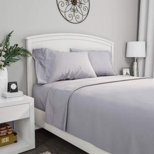 Brushed Microfiber Sheet Set- 3 Piece Bed Linens-Fitted & Flat Sheets, 1 Pillowcase-Wrinkle, Stain & Fade Resistant by Lavish Home (Twin, Silver Gray)