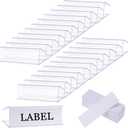 100 Pcs Plastic Label Holder with 100 Pcs Label Inserts, 3" L x1" H Clear Plastic Shelf Label Holder, Shelf Sign and Ticket Holder, Clips On to Shelves 5/8" to 3/4" Thick