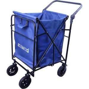 MATTAM Collapsible Basket Trucks Service Carts with Wheels for Material handling, 265 lbs Capacity21" L x 18.9" W x 35.4" H (Blue)