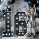 Black Marquee Numbers 4 Feet Tall: Large 16th Birthday Decorations for Her Him 4FT Light Up Numbers White Anniversary Party Decor Big Backdrop Foam Cardboard Number 16
