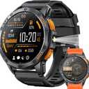 Military Smart Watches Built-in GPS, 170+ Sport Modes for Men with Flashlight, Smartwatch for Android Phones and iPhone, 1.43" AMOLED Screen Bluetooth Call Compass Altimeter (Black & Orange (2 Bands))
