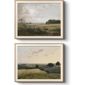 VIYYIEA Vintage Landscape Framed Wall Art 2 Set, Nature Wilderness Scenery Paintings Decor Aesthetic, 16x20 Inch Canvas Print Artwork Home Decor, Retro Farmhouse Wall Pictures for Bedroom Living Room
