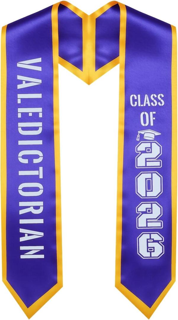 2 x Graduation Stole Class of 2026 Unisex Adult Personalized Graduation Sash Grad Gifts Decorations