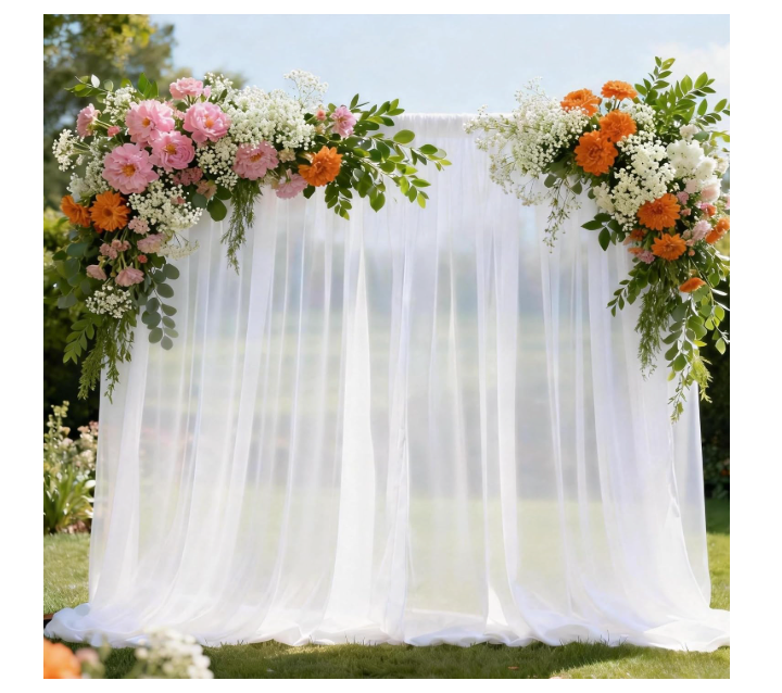 10x10ft Tulle Backdrop Curtains for Parties,2 Panels 5x10ft Wrinkle Free Soft Fabric Drapes Sheer Curtains for Wedding Birthday Party Decorations Background for Photography,White