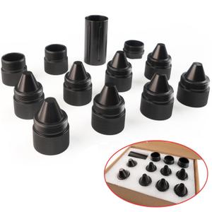 1.375" X24 Aluminum Alloy Black Cone Shaped Parts, 12 Pack Sealed End Cap Fit for Tire Anti Theft Cover