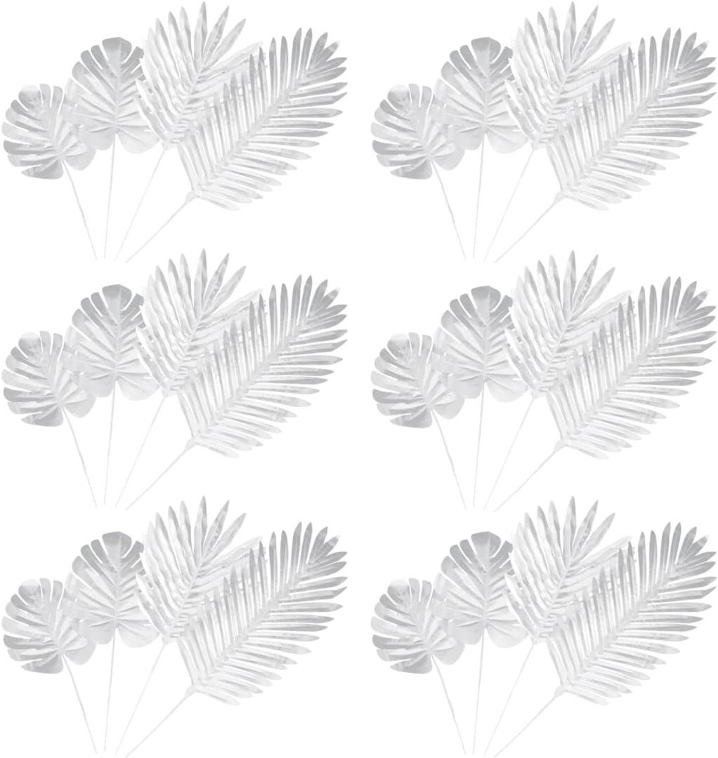 Silver Faux Leaves Artificial Leaves for Wedding Props Decorative Silver Leaves for Home Party Banquet Holiday Indoor and Outdoor Floral Arrangements 18.50 X 7.48 in
