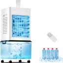 Evaporative Air Cooler Fan, Small Swamp Cooler Fan with 12L Removable Water Tank, 6 Speeds, Cooling Spray Modes & Lights, Remote, 24H Timer for Bedroom, Office & Living Room